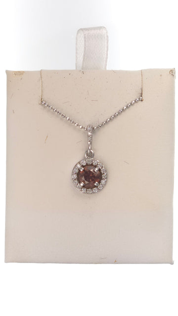 Damaged 14k white gold pendant with 0.49 ct round chocolate diamond, SI1 clarity, from Chique Jewelry.